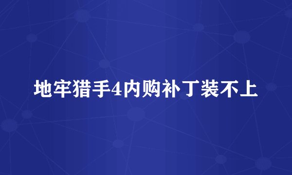 地牢猎手4内购补丁装不上