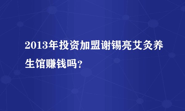 2013年投资加盟谢锡亮艾灸养生馆赚钱吗？