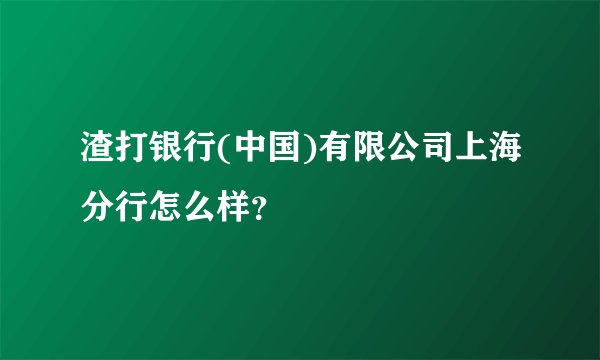 渣打银行(中国)有限公司上海分行怎么样？