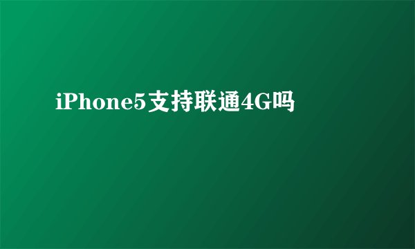 iPhone5支持联通4G吗
