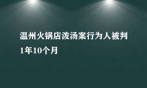 温州火锅店泼汤案行为人被判1年10个月