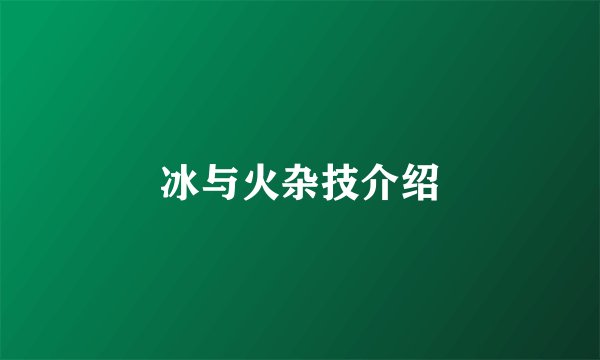 冰与火杂技介绍