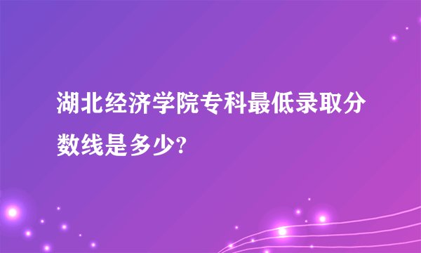 湖北经济学院专科最低录取分数线是多少?