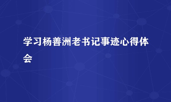 学习杨善洲老书记事迹心得体会