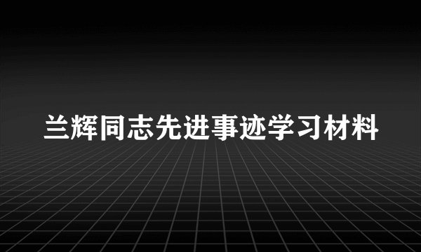 兰辉同志先进事迹学习材料