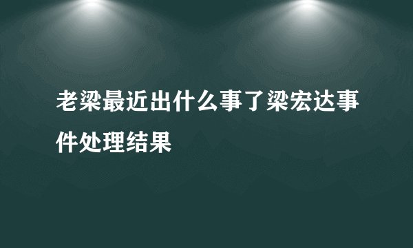 老梁最近出什么事了梁宏达事件处理结果
