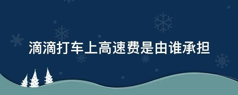 滴滴打车上高速费是由谁承担