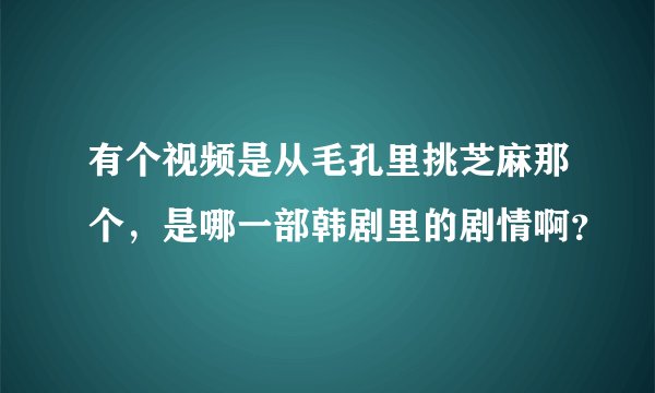 有个视频是从毛孔里挑芝麻那个，是哪一部韩剧里的剧情啊？