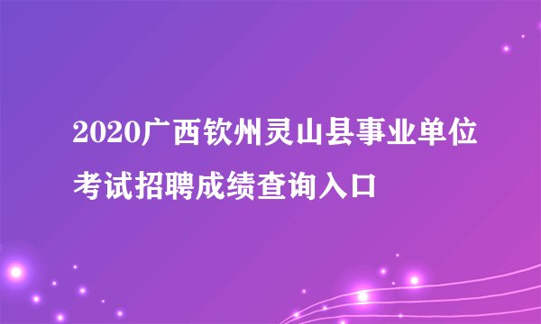 2020广西钦州灵山县事业单位考试招聘成绩查询入口