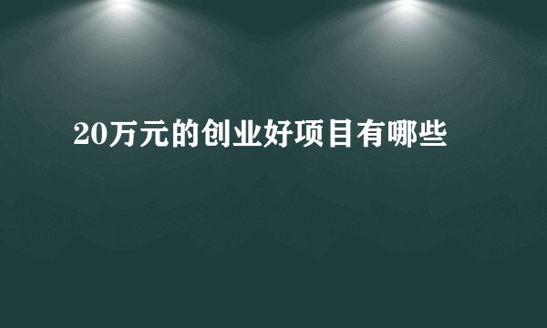 20万元的创业好项目有哪些