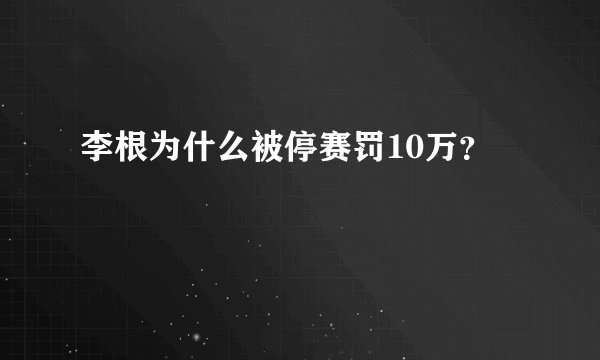 李根为什么被停赛罚10万？