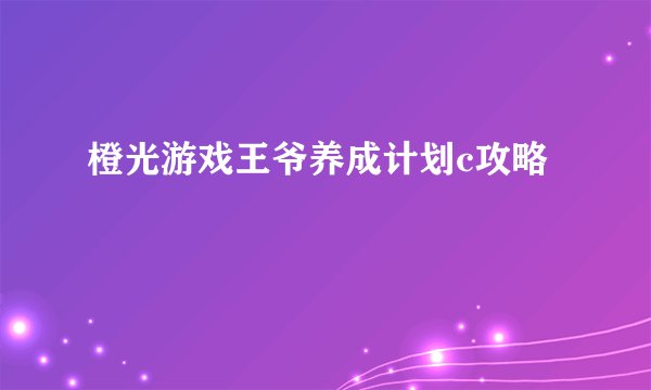 橙光游戏王爷养成计划c攻略