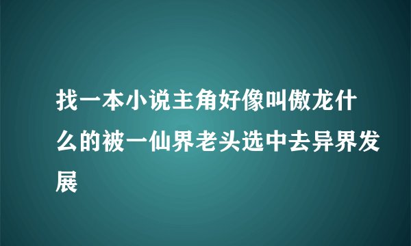 找一本小说主角好像叫傲龙什么的被一仙界老头选中去异界发展