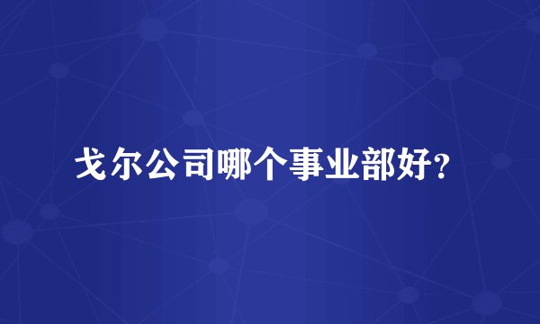 戈尔公司哪个事业部好？