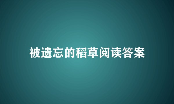 被遗忘的稻草阅读答案