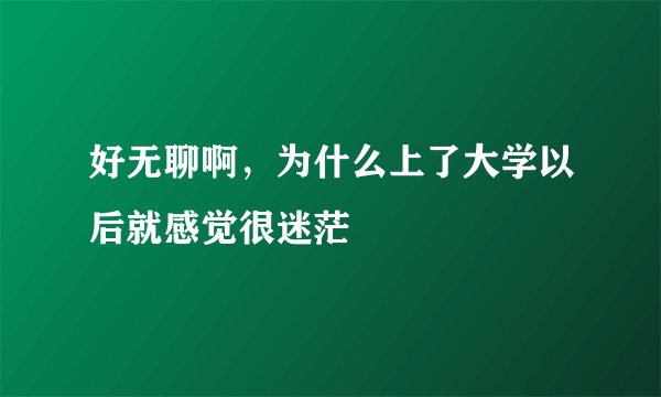 好无聊啊，为什么上了大学以后就感觉很迷茫
