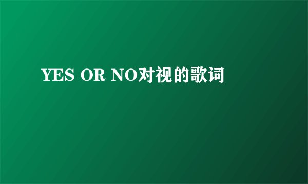 YES OR NO对视的歌词