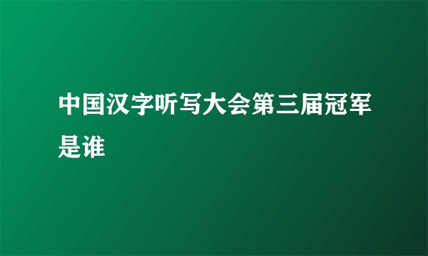 中国汉字听写大会第三届冠军是谁