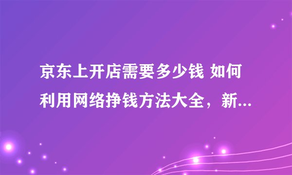 京东上开店需要多少钱 如何利用网络挣钱方法大全，新手必看，告诉你手机赚钱日入50的