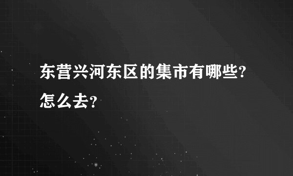 东营兴河东区的集市有哪些?怎么去？