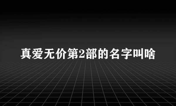 真爱无价第2部的名字叫啥