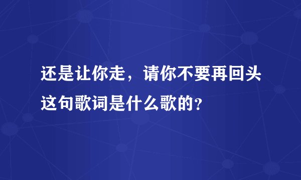还是让你走，请你不要再回头这句歌词是什么歌的？