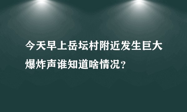 今天早上岳坛村附近发生巨大爆炸声谁知道啥情况？