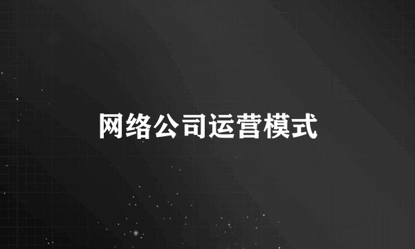 网络公司运营模式