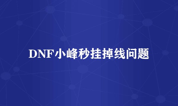DNF小峰秒挂掉线问题