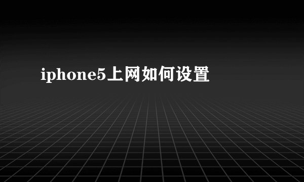 iphone5上网如何设置