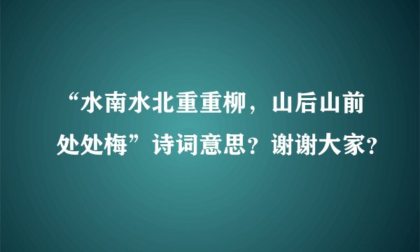 “水南水北重重柳，山后山前处处梅”诗词意思？谢谢大家？