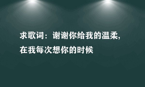 求歌词：谢谢你给我的温柔,在我每次想你的时候