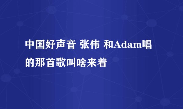 中国好声音 张伟 和Adam唱的那首歌叫啥来着