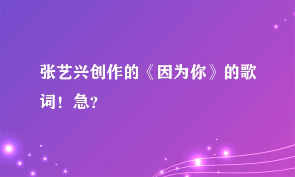 张艺兴创作的《因为你》的歌词！急？
