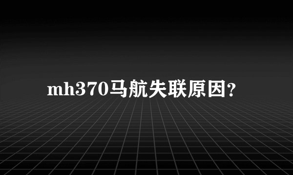 mh370马航失联原因？