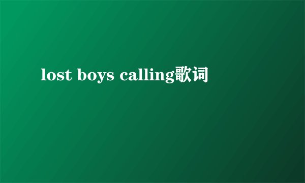 lost boys calling歌词