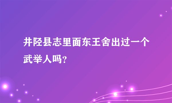井陉县志里面东王舍出过一个武举人吗？