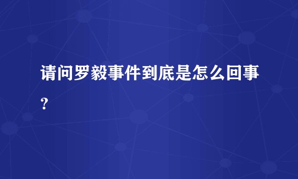请问罗毅事件到底是怎么回事？
