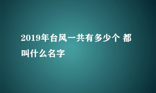 2019年台风一共有多少个 都叫什么名字
