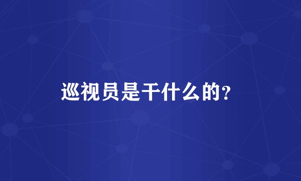 巡视员是干什么的？
