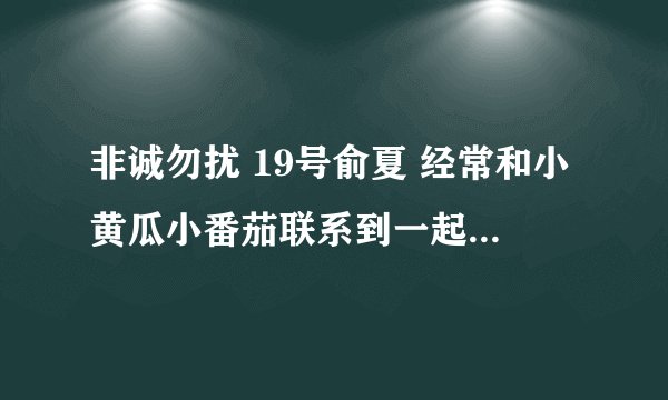 非诚勿扰 19号俞夏 经常和小黄瓜小番茄联系到一起， 什么意思？因为什么？ 之前13号孙雅丽为什么叫孙教授