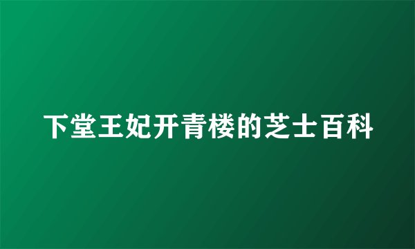 下堂王妃开青楼的芝士百科