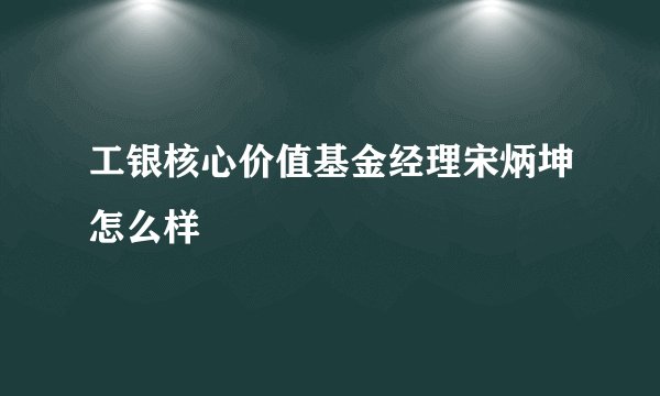 工银核心价值基金经理宋炳坤怎么样