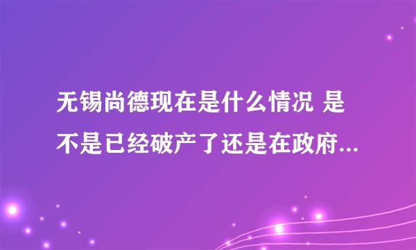 无锡尚德现在是什么情况 是不是已经破产了还是在政府的支持下苟喘？