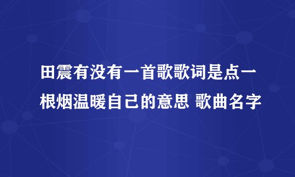 田震有没有一首歌歌词是点一根烟温暖自己的意思 歌曲名字