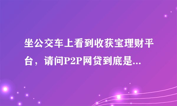 坐公交车上看到收获宝理财平台，请问P2P网贷到底是做什么的啊？