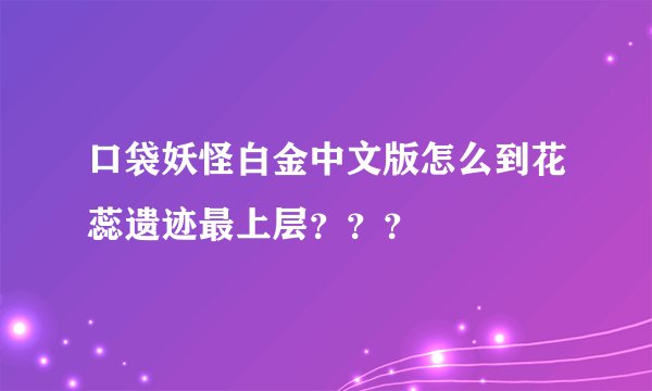 口袋妖怪白金中文版怎么到花蕊遗迹最上层？？？