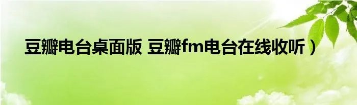 豆瓣电台桌面版 豆瓣fm电台在线收听）