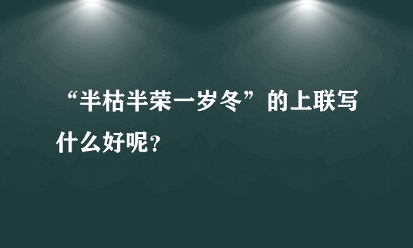 “半枯半荣一岁冬”的上联写什么好呢？