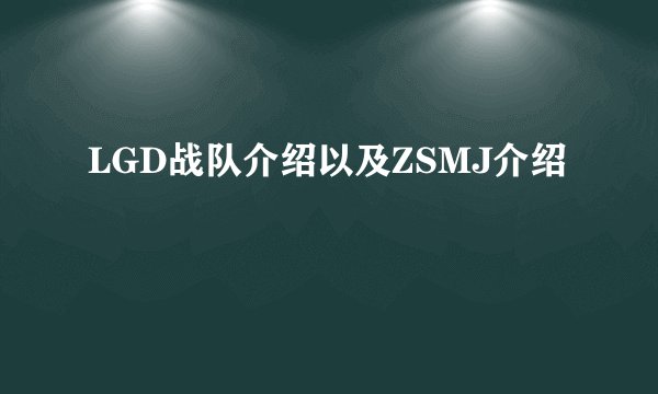 LGD战队介绍以及ZSMJ介绍